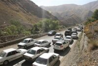 ترافیک سنگین در جاده چالوس و بارش باران در گیلان و مازندران