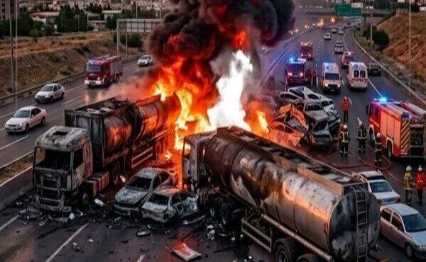 گزارش اولیه پلیس راه درباره آتش‌سوزی در محور سنندج ـ همدان منتشر شد